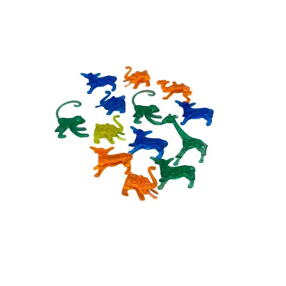 Vtg Plastic Animal Figurines 13 Pieces Green Blue Orange Adult Drink Markers - Picture 2 of 2